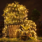 AWQ 200 LED 9.8ft x 6.6ft String Lights Net Mesh Christmas Lights 8 Modes for Christmas Wedding Party Home Garden Lawn Bushes Indoor Outdoor Decor (9.8ft x 6.6ft, Warm White)