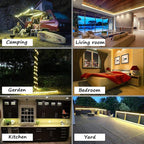 LED Rope Lights, 16ft Warm White Strip Lights, Connectable and Flexible Tape Lights with Fuse Holder, Clear Thick PVC Jacket and High Brightness Advanced LEDs, Waterproof for Indoor Outdoor Use
