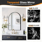 Delma Arched Bathroom Mirror, 20"x30" Wall Mounted Vanity Mirror for Bedroom, Living Room and Entryway, Black