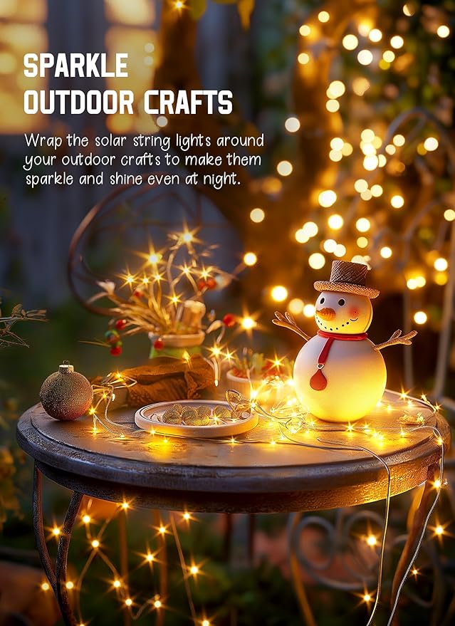 Minetom Solar String Lights, 4 Packs Total 132Ft 400 LED Solar Fairy Lights, Waterproof Solar Lights for Outside Patio Yard Tree Wedding Christmas, Warm White