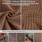 PHF Pre-Washed Cotton Waffle Weave Blanket Throw Size for Couch Bed,Snag Proof Spring Summer Lightweight Breathable,Oeko-TEX Certified,Machine Washable, Home Decor Gift，Cappuccino