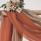 MIULEE Sheer Window Scarf Valance Extra Long Topper Terracotta Elegant Swag Curtains Luxury Draping Fabric for Wedding Arch Party Ceremony Canopy Bed Fall Decor, 37'' x 216'' One Panel, Burnt Orange