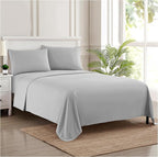 Twin XL Sheets - Breathable Luxury Sheets with Full Elastic & Secure Corner Straps Built In - 1800 Supreme Collection Extra Soft Deep Pocket Bedding Set, Sheet Set, Twin XL, Silver