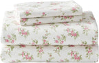 Laura Ashley Flannel Sheet Set, Audrey Pink, Queen (201592)
