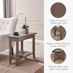 Laurent Recliner Wedge End Side Table with Shelf, Solid Wood, Smoke Gray, Perfect for Living Rooms, Bedrooms, and Small Spaces – Leick Home, 10502-GR