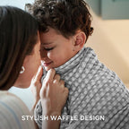 Bedsure Cooling Cotton Waffle Oversized King Blanket - Lightweight Breathable Blankets Rayon Derived from Bamboo for Hot Sleepers, Luxury Throws for Bed and Sofa, Grey, 120x96 Inches