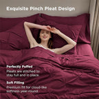 Bedsure Twin Comforter Set Burgundy - Bed in a Bag Twin Size Bedding 5 Pieces, GentleSoft™ Pintuck Bed Set Gift for Family, Pinch Pleat Burgundy Comforter with Sheets, Pillowcase & Sham