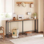 70.9'' Console Table with Power Outlet, Narrow Sofa Table, Industrial Entryway Table with USB Ports, Behind Couch for Entryway, Hallway, Foyer, Living Room, Rustic Brown CTHR18E01Z1