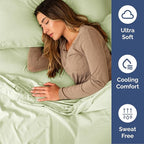 Cal King Size 4 Piece Sheet Set - Comfy Breathable & Cooling Bed Sheets Set - Hotel Luxury Bedding for Women, Men, Kids, Teens, Boys & Girls - Deep Pockets & Wrinkle Free - Oeko-Tex - Light Sage Green