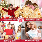Jorbest Burritos Tortilla Throw Blanket Birthday Gifts for Adult and Kids, Realistic Tortilla Food Blanket Funny Gifts for Women Men Teen Mom Dad, 285 GSM Soft Flannel Taco Blanket (Tan, 80 inches)