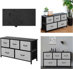 AZL1 Life Concept Extra Wide Dresser Storage Tower with Sturdy Steel Frame,5 Drawers of Easy-Pull Fabric Bins, Organizer Unit for Bedroom, Hallway, Entryway, Grey with Black