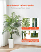 VEVOR Artificial Areca Palm Tree 5 ft, Fake Palm Tropical Plants with White Tall Planter, Faux Floor Silk Plant in Pot, Large Trees for Home Office Living Room Decor House Warming, Indoor Outdoor