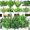 18PCS Artificial Plants Outdoor UV Resistant Fake Plants Stem Faux Greenery Plastic Plants Bushes for Garden Patio Porch Window Box Home Wedding Decor(Greenery, 18PCS)