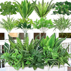 18PCS Artificial Plants Outdoor UV Resistant Fake Plants Stem Faux Greenery Plastic Plants Bushes for Garden Patio Porch Window Box Home Wedding Decor(Greenery, 18PCS)