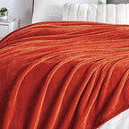 Walensee Fleece Blanket Plush Throw Fuzzy Lightweight (Queen Size 90x90 Orange) Super Soft Microfiber Flannel Blankets for Couch, Bed, Sofa Ultra Luxurious Warm and Cozy for All Seasons