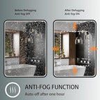 24x32 Inch LED Bathroom Mirror with Lights, Black Metal Framed LED Mirror for Bathroom, 3 Colors and Stepless Dimmable Wall Mounted Lighted Bathroom Vanity Mirror, Anti-Fog, Memory