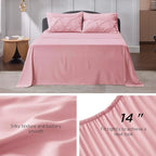Bedsure Queen Comforter Set Baby Pink - Bed in a Bag Queen Size Bedding 7 Pieces, GentleSoft™ Pintuck Bed Set Gift for Family, Pinch Pleat All Season Comforter with Sheets, Pillowcases & Shams