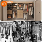 ROOMTEC 19.5" Medium Hanging Closet Unit, Modular Closet System with Hanging Rod, Wardrobe Organizer for Bedroom or Walk-in Closet, Wall Mounted, Customizable Clothes Storage Unit, Wood