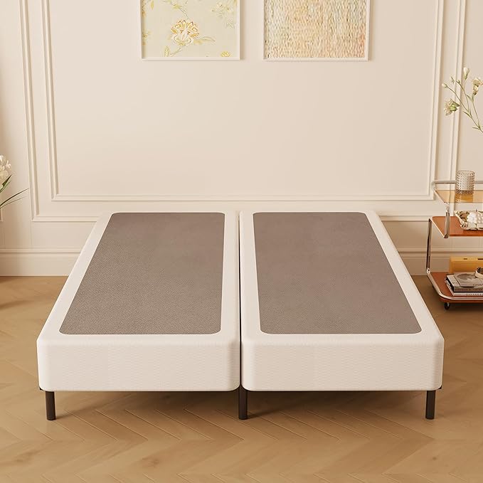 Split Queen Box Spring 5 Inch, Easy Assembly Bed Foundation, Heavy Duty Low Profile Metal Box Spring for Queen Bed with Fabric Cover, Noise Free