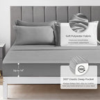 Love's cabin Twin Comforter Set Grey, 5 Pieces Twin Bed in a Bag, All Season Bedding Sets with 1 Comforter, 1 Flat Sheet, 1 Fitted Sheet, 1 Pillowcase and 1 Pillow Sham
