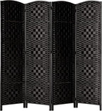 Rose Home Fashion 6 ft Tall Room Divider, Room Dividers and Folding Privacy Screens, 15.7in Privacy Screen 4 Panel Partition Temporary Wall Separation for Private, Black