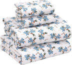 RUVANTI Flannel Sheets Queen Size - 100% Cotton Double Brushed Bed Sheets, Deep Pockets 16 Inches Queen Sheet Set, All Seasons Breathable & Extra Soft - Warm & Cozy, 4 Piece, Cloud Nine