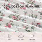 Laura Ashley - Flannel Sheets Full Size, Anti-Pilling & Wrinkle Resistant Cotton, Touchably Soft for All-Season Comfort - Bed Sheets with Matching Pillowcases & Fitted Sheet (Le Fleur Pink)