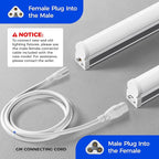 Barrina T5 LED Ceiling Light Fixtures, 2FT, 5000K (Daylight White), 1100LM, 10W, Corded Electric with Built-in ON/Off Switch, Linkable LED Shop Lights for Garage, Workshop, ETL Listed, 6 Packs