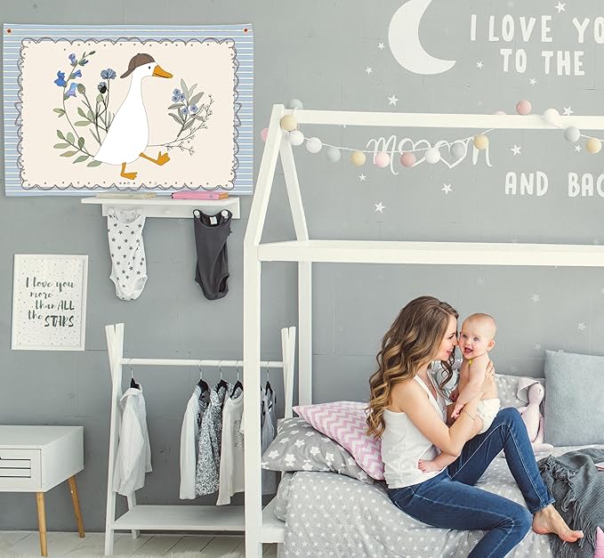 Silly Goose Nursery Rectangular Canvas Banner-Boho Flag Wall Sign Decor for Boys Toddler Kid, Baby Room Above Crib Bedroom Playroom Kindergarten Reading Room Decor-Baby Shower Birthday Christmas Gift