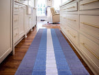 Custom Size Coastal Nautical Style Runner Rug Carpet for Hallway Entryway, Slip Resistant Latex Rubber Backed, 31 inch Wide X Customized Length, Squares Blue, 31 inch X 7 feet
