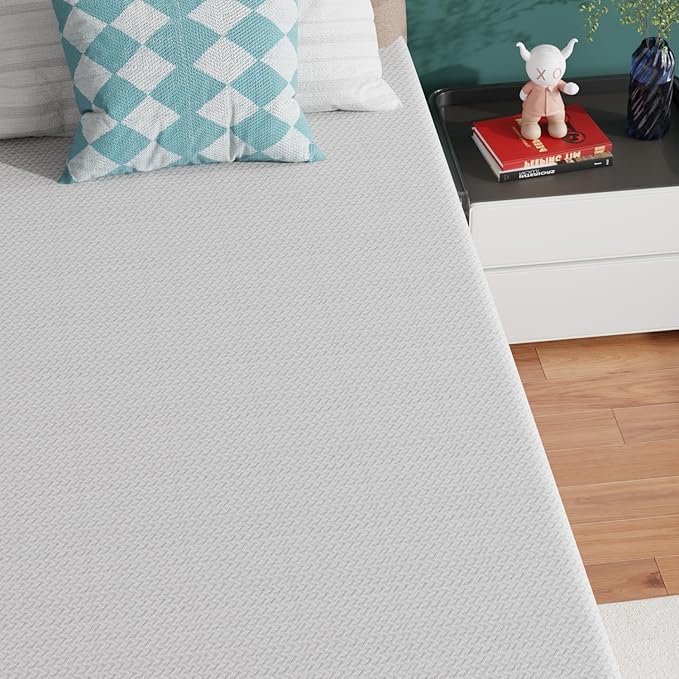 PayLessHere 12 Inch Twin XL Green Tea Memory Foam Mattress Cooling Gel Infused Mattress,Medium Firm Mattresses Fiberglass Free/CertiPUR-US Certified/Bed-in-a-Box/Pressure Relieving Twin XL Size,White