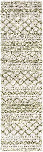 SAFAVIEH Arizona Shag Collection Area Rug - 2'3" x 12' Runner, Ivory & Green, Non-Shedding & Easy Cleaning, Plush Thick Pile, Ideal for Living Room, Bedroom, Dining Space (ASG741Y)