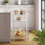 Hoctieon 2-Set 3 Tier End Table, Telephone Table Set of 2, Tall Side Table with Storage Set of 2, Small Nightstand for Small Spaces, Metal Frame, White
