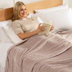 Exclusivo Mezcla Fleece Bed Blanket Twin Size, Super Soft and Warm Blankets for Couch, Sofa and Bed Waffle Textured, Cozy, Fuzzy and Lightweight (Camel, 90x66 Inches)