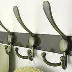Dseap Coat Rack Wall Mount - 38” Long 10-Tri-Hooks Heavy Duty Coat Hanger Rail Wall Hooks for Hanging Coats Hats Clothing Clothes Purse Mudroom Entryway, Bronze