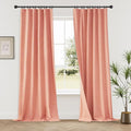 KangBang Coral Blackout Curtains 9FT Long Hook Belt Rod Pocket Black Out Linen Curtains Pinch Pleated Drapes for Cottage High Ceiling, Natural Drapes with Hooks for Track, 52x108, 2 Panels
