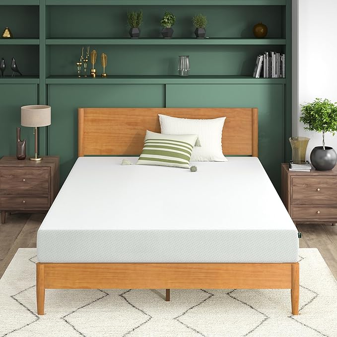 ZINUS 8 Inch Green Tea Memory Foam Mattress, King, Fiberglass Free, Patented Custom Contour Support, Sturdy Base Foam, CertiPUR-US Certified, Mattress in A Box, White