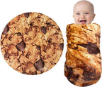 Jorbest Cookie Baby Blanket, 285 GSM Soft Flannel Swaddle Blanket Funny Gifts for Baby Shower Boys and Girls, Cookie Blanket for Toddler Newborn (Dark Brown, 36 inches)