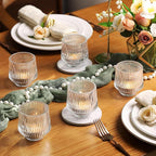 12 Pcs Large Glass Votive Candle Holders- 3.15"×3.15" Ribbed Candle Holders for Tealight Candles, Votives, Floatings, Tea Lights Candle Holders for Table Centerpieces, Wedding Table Decor