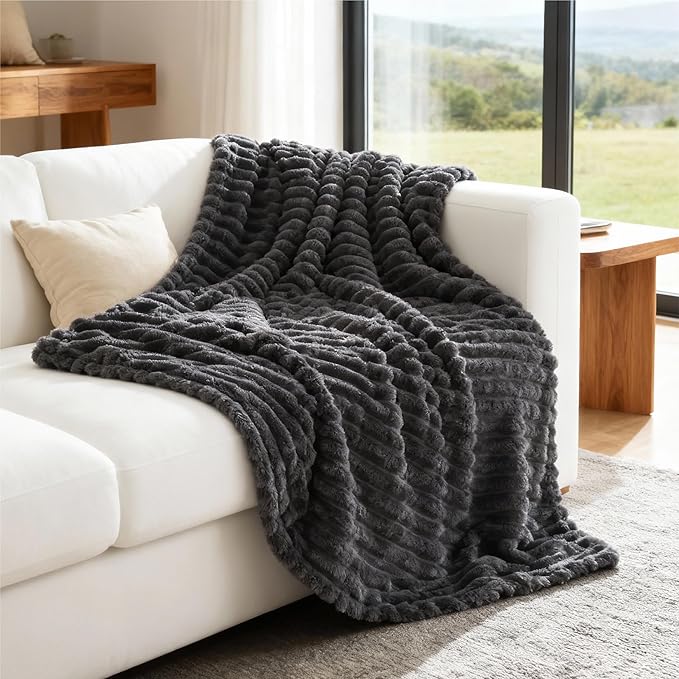 Bedsure GentleSoft Grey Fleece Blanket for Couch - Cozy Soft Blankets for Women, Cute Small Throws for Girls, 50x70 Inches