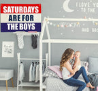 Boys Nursery Rectangular Canvas Banner-Flag Wall Sign for Baby Boys Kids Toddler,Playroom Bedroom Dorm Reading Room Wall Decor-Baby Shower Birthday Christmas Gift-Saturday are for Boy