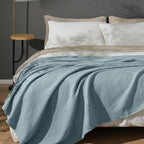 PHF 100% Cotton Waffle Weave Blanket King Size for Bed,Snag Proof Lightweight Breathable Moisture-Wicking Throw for Couch,Great for Layering in Cold Weather,Machine Washable,Home Decor Gift-Ocean