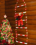 Toodour LED Christmas Light - 2.5FT Christmas Decorative Ladder Lights with Santa Claus, Xmas Decorations Light for Indoor Outdoor, Window, Garden, Home, Wall, Xmas Tree Decor - White & Red