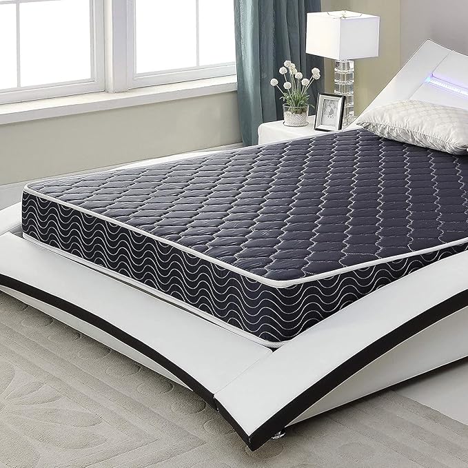 AC Pacific 6-Inch Water-Resistant High-Density Foam Mattress Made in USA with Stylish Diamond-Quilted Breathable Fabric, Distributes Weight Evenly, Twin Deluxe, Navy Blue