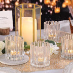 Glass Clear Votive Candle Holder, Ribbed Votive Candle Holders Set of 12, Tealight Candle Holder for Wedding Centerpieces Dinner Party Table Decor