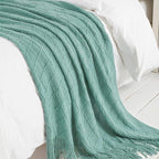 BOURINA Throw Blanket Textured Solid Soft Sofa Throw Couch Cover Knitted Decorative Blanket, 60 inchx80 inch Dark Cyan