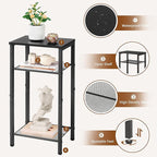 Hoctieon 3 Tier End Table, Telephone Table, Tall Side Table with Storage, Small Nightstand for Small Spaces, Metal Frame, For Living Room, Bedroom, Sofa Couch, Hall, Easy Assembly, Black