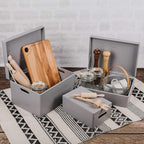 Large Gray Wooden Box Storage with Hinged Lid | 15.8 x 11.8 x 9.44 inches (+-0.5) | Gift Box Storage Document | Wood Keepsake Chest Product NOT Intended for 15 Years OR Below