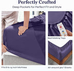 California Design Den Twin XL Sheet Sets - 400 Thread Count Sateen, 100% Cotton Sheets Set, Deep Pockets, Cooling and Durable Bedding for Dorm Rooms & Adults - Purple