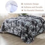 Fuzzy Blanket Queen Size - Tie Dye Grey, Soft and Comfy, Plush and Furry Faux Fur, Reversible Queen Blankets for Queen Full Bed, 90x90 Inches,Tie Dye Grey